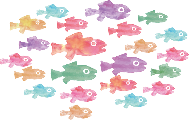 魚群 魚 小魚 水彩画 手書きイラスト 無料イラスト素材 素材ラボ