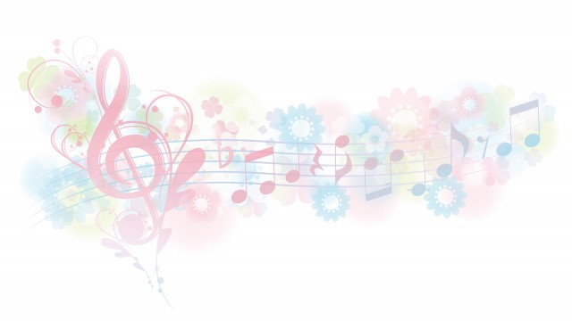 春色のお花畑の優雅な音符ライン 無料イラスト素材 素材ラボ