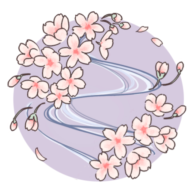 桜に流水模様のイラスト 無料イラスト素材 素材ラボ