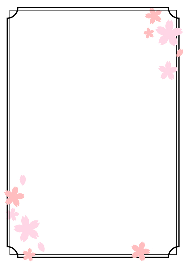 レトロな縦向き桜の花フレーム 透過png 無料イラスト素材 素材ラボ
