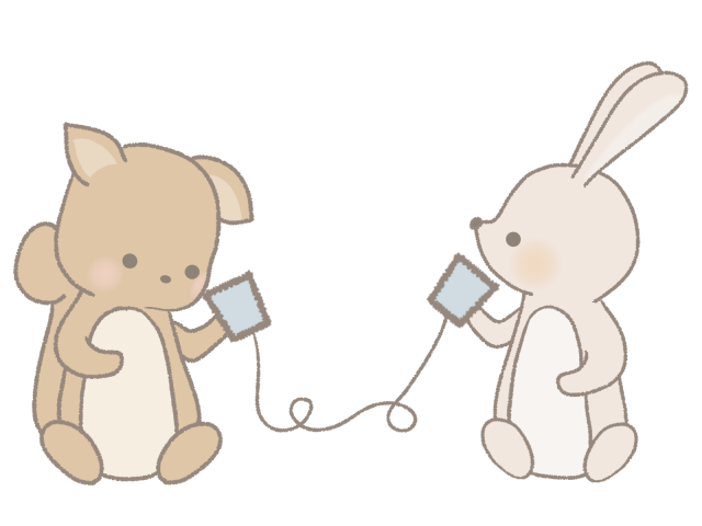 糸電話をするウサギとリスのイラスト 無料イラスト素材 素材ラボ