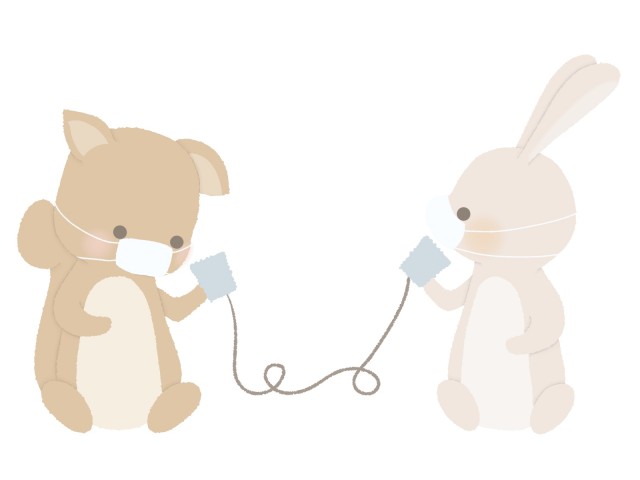 マスクをして会話をするウサギとリスのイラスト | 無料イラスト素材｜素材ラボ