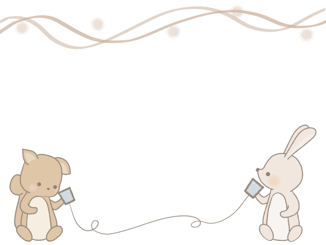 糸電話をするウサギとリスのフレームイラスト 無料イラスト素材 素材ラボ