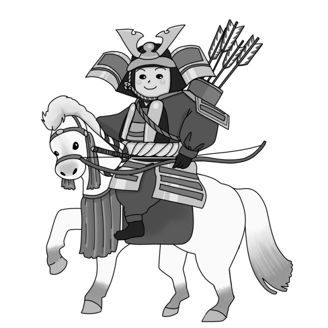 馬に乗る鎧姿の男の子 モノクロ 無料イラスト素材 素材ラボ