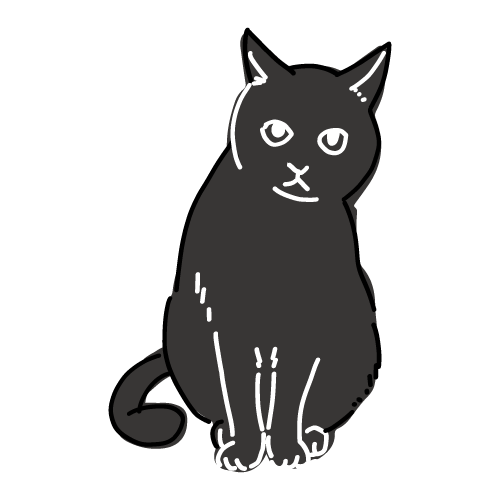 猫のシンプルスケッチイラスト お座りする黒猫 無料イラスト素材 素材ラボ