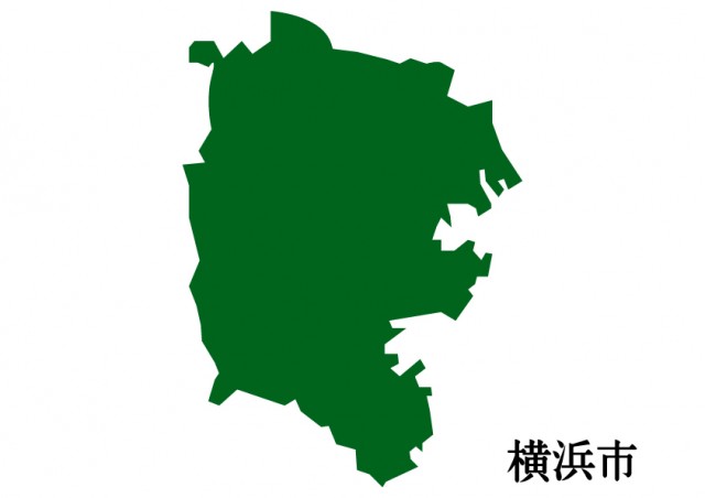 神奈川県横浜市 よこはまし の地図 緑塗り 無料イラスト素材 素材ラボ