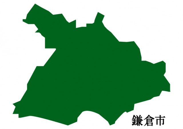 神奈川県鎌倉市 かまくらし の地図 緑塗り 無料イラスト素材