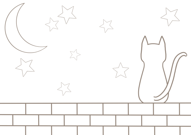 空を見上げるネコのぬりえ 無料イラスト素材 素材ラボ