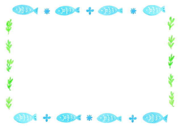 水彩のお魚のフレーム１ 無料イラスト素材 素材ラボ