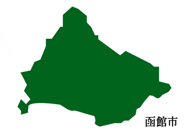 北海道函館市 はこだてし の地図 緑塗り 無料イラスト素材 素材ラボ