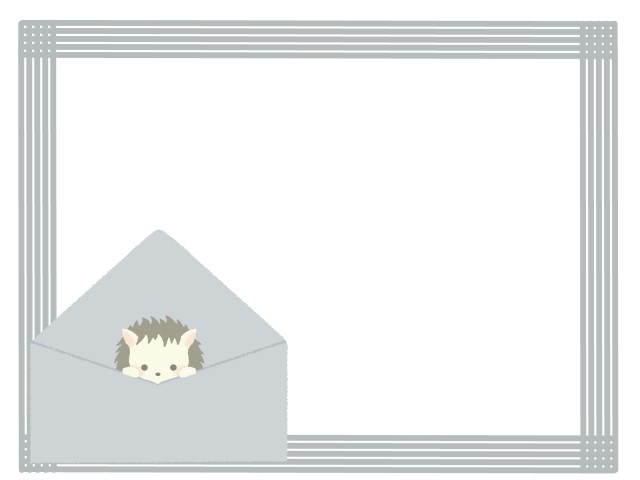 封筒から覗くハリネズミのフレームイラスト 無料イラスト素材 素材ラボ