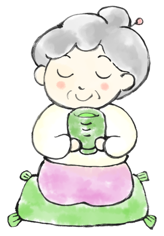 お茶を飲むおばあちゃんのイラスト１ 無料イラスト素材 素材ラボ