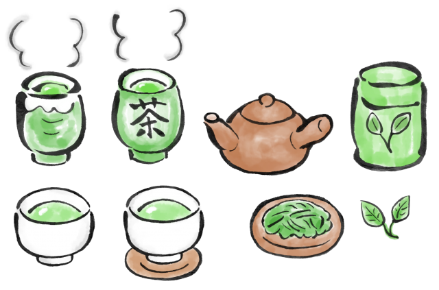 お茶のイラストセット 無料イラスト素材 素材ラボ