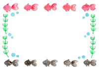 水彩の金魚のフレ…