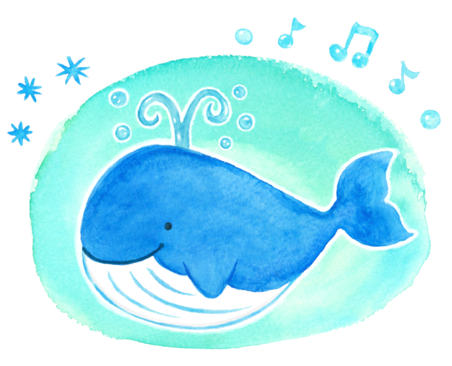 水彩のかわいいクジラのイラスト２ 無料イラスト素材 素材ラボ