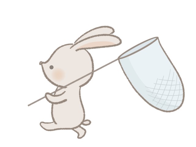 夏 虫取り網を持って走るウサギのイラスト 無料イラスト素材 素材ラボ
