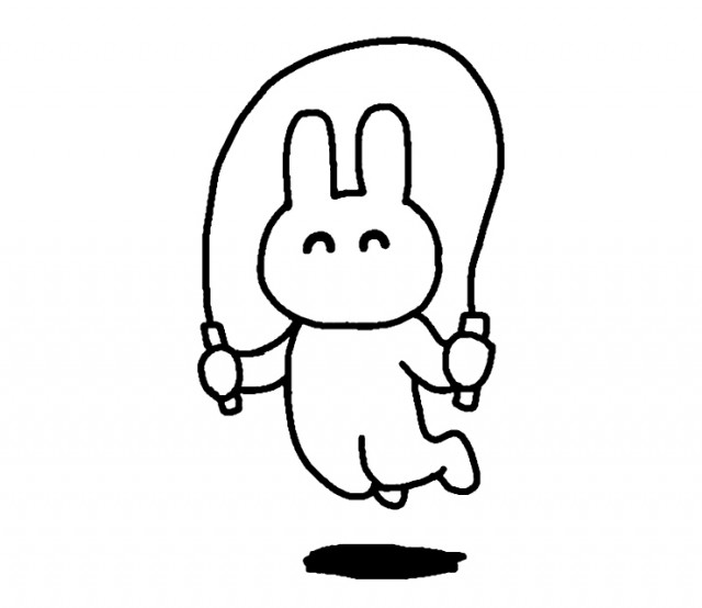 縄跳びするウサギのイラスト 無料イラスト素材 素材ラボ