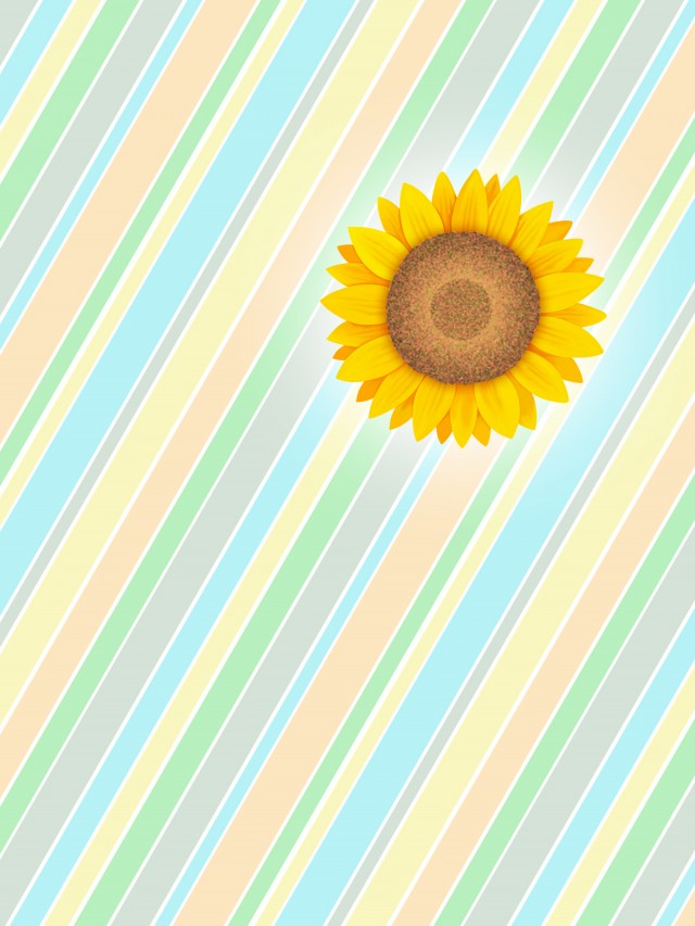向日葵の花柄と縞模様の壁紙シンプル背景素材イラスト 無料イラスト素材 素材ラボ