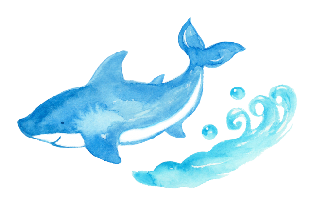 水彩のサメと波のイラスト 無料イラスト素材 素材ラボ