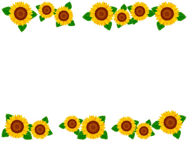 向日葵の花模様フレームシンプル飾り枠背景素材イラスト