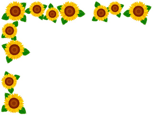 向日葵の花模様フレームシンプル飾り枠背景素材イラスト