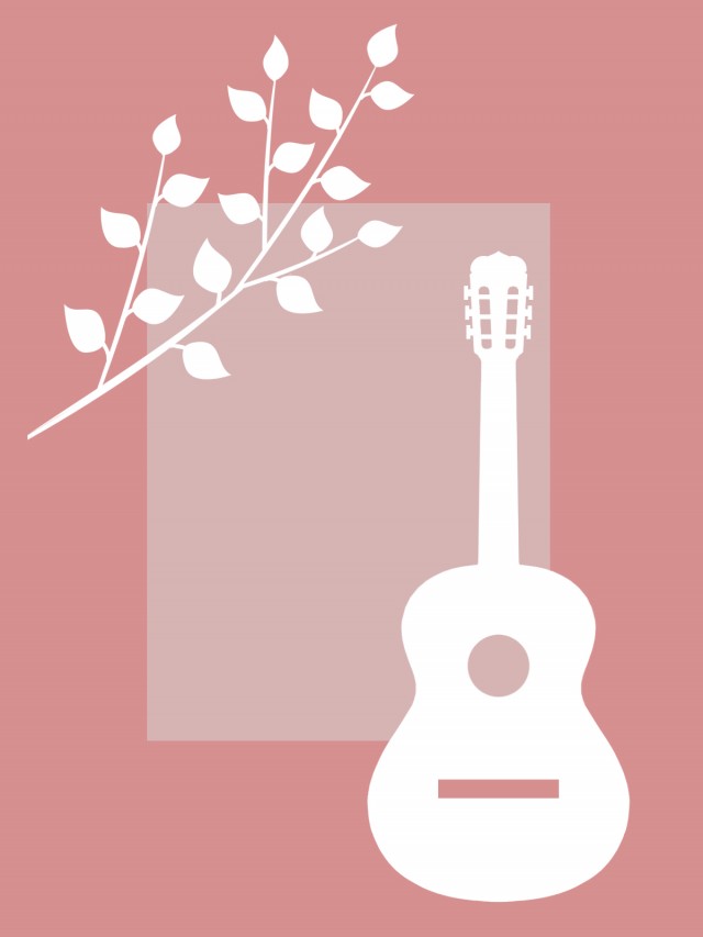 ギターと木の葉っぱの壁紙シンプル背景素材イラスト 無料イラスト素材 素材ラボ