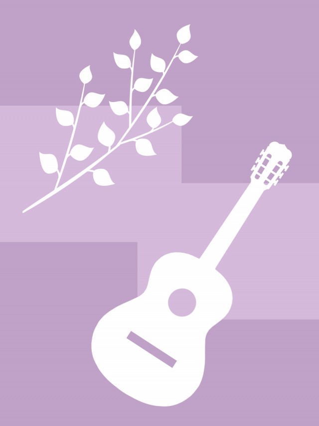 ギターと木の葉っぱの壁紙シンプル背景素材イラスト 無料イラスト素材 素材ラボ
