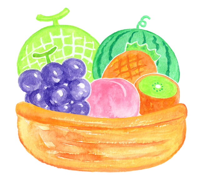 水彩の夏の果物かごのイラスト 無料イラスト素材 素材ラボ