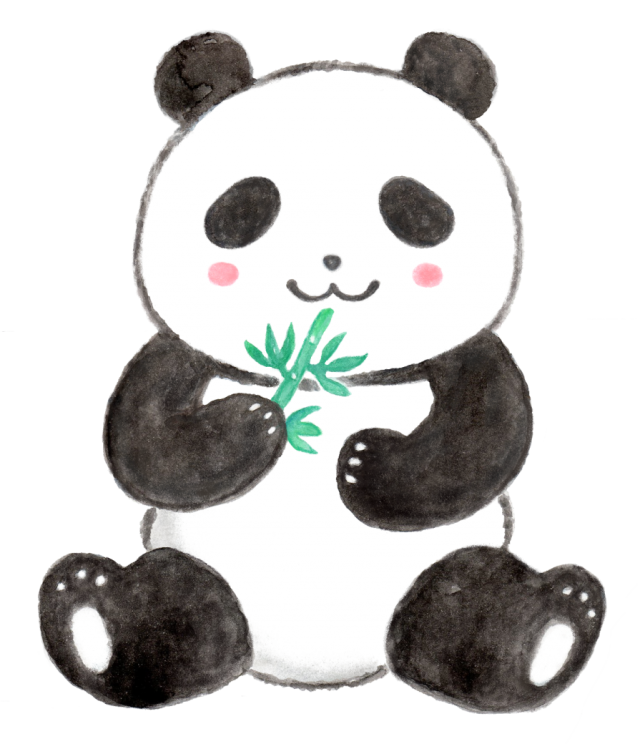 水彩の笹を持ったパンダのイラスト 無料イラスト素材 素材ラボ