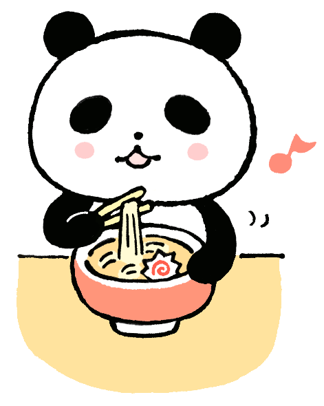 ラーメンを食べるパンダさんのイラスト 無料イラスト素材 素材ラボ