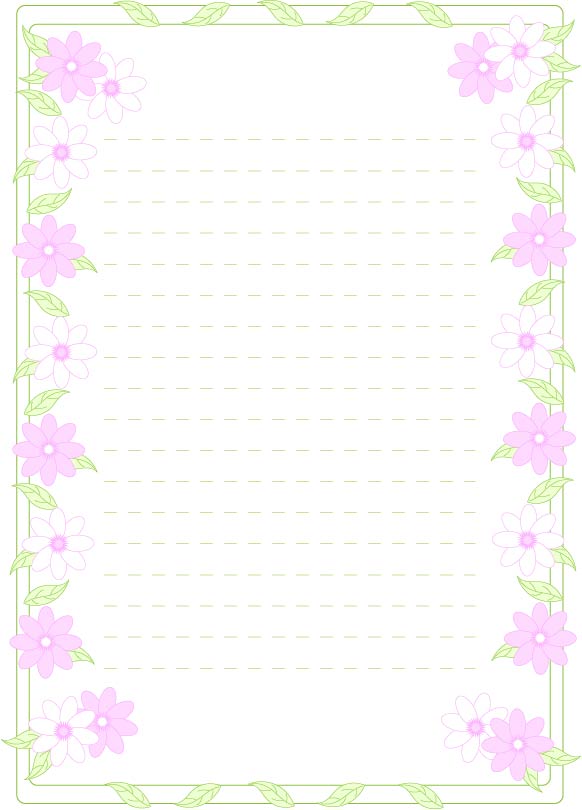 便箋素材 ピンクの花模様の横書き 無料イラスト素材 素材ラボ