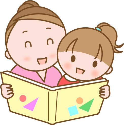 絵本の読み聞かせをするママと子ども 無料イラスト素材 素材ラボ