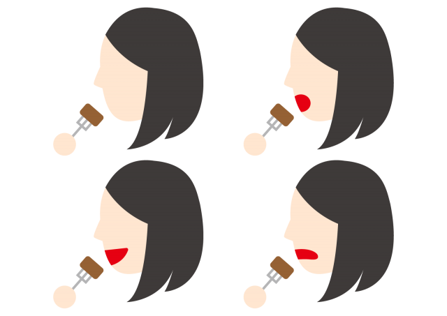 ５ 人 横顔 女性 黒髪 セミロング 食べる ４種 無料イラスト素材 素材ラボ