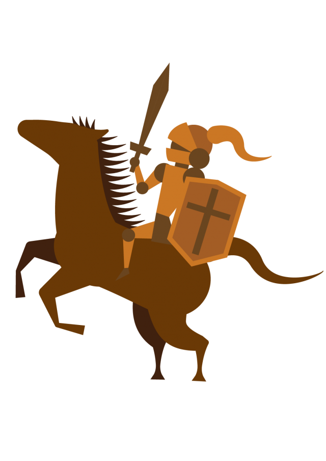 ３キャラ 中世の騎士 銅 盾 馬 無料イラスト素材 素材ラボ