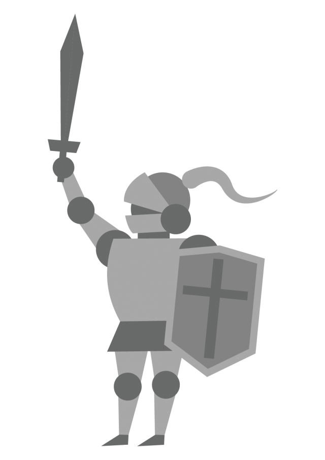 １１キャラ 中世の騎士 銀 盾 太め 無料イラスト素材 素材ラボ