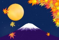 富士山　紅葉　夜…