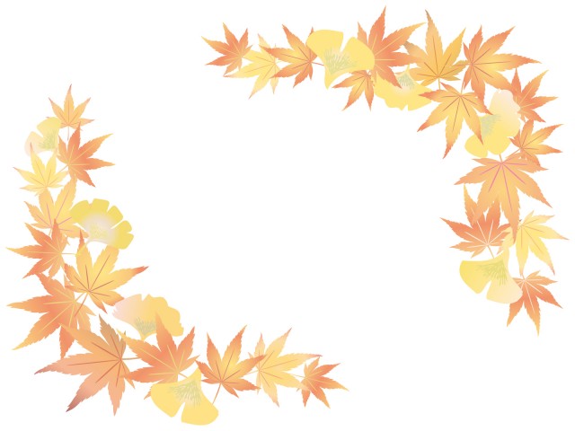 シンプル紅葉もみじ葉っぱ銀杏イチョウ秋冬フレーム飾り枠無料イラストフリー素材 無料イラスト素材 素材ラボ
