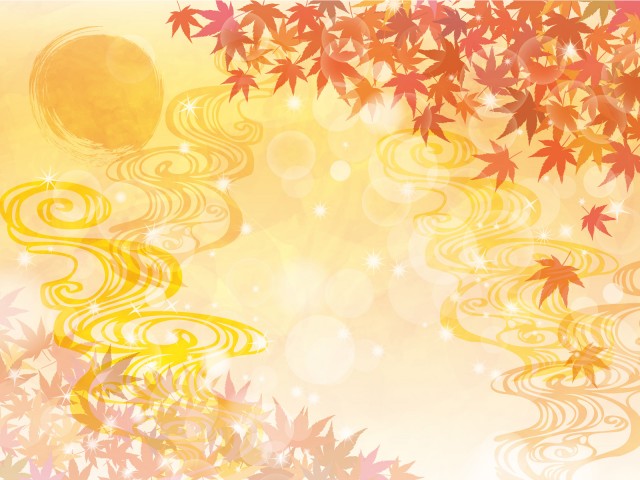 秋十五夜中秋の名月お月見紅葉狩り満月ともみじ和柄オレンジ色水彩画背景素材壁紙無料イラストフリー素材 無料イラスト素材 素材ラボ