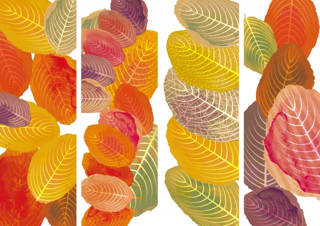 秋冬紅葉華やか手描き水彩画落ち葉柿の葉コラージュデザインアート背景素材壁紙無料イラストフリー素材 無料イラスト素材 素材ラボ