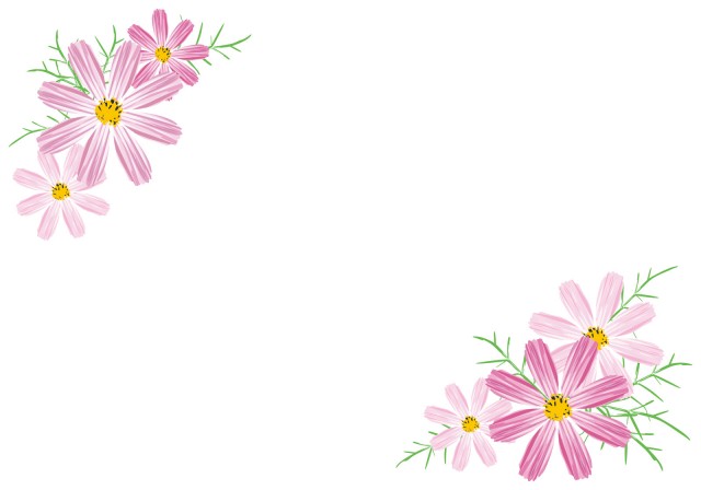 コスモス秋桜おしゃれフレーム装飾飾り枠9月10月11月の花植物背景素材壁紙無料イラストフリー素材 無料イラスト素材 素材ラボ