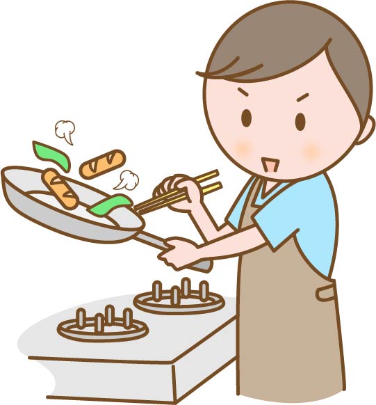 料理をする男性 無料イラスト素材 素材ラボ