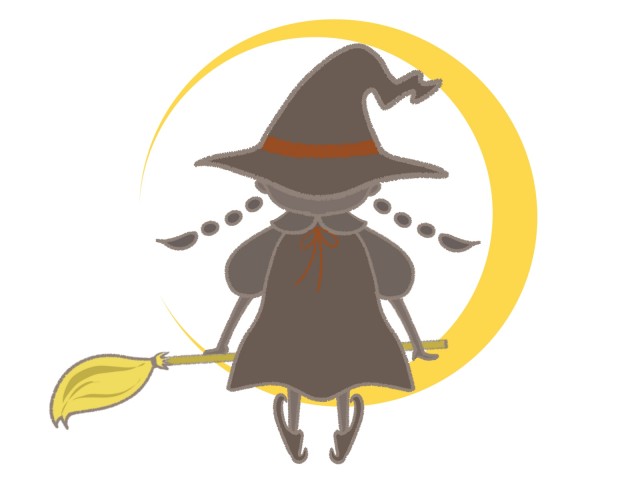 ハロウィン 月に座る魔女のイラスト 無料イラスト素材 素材ラボ