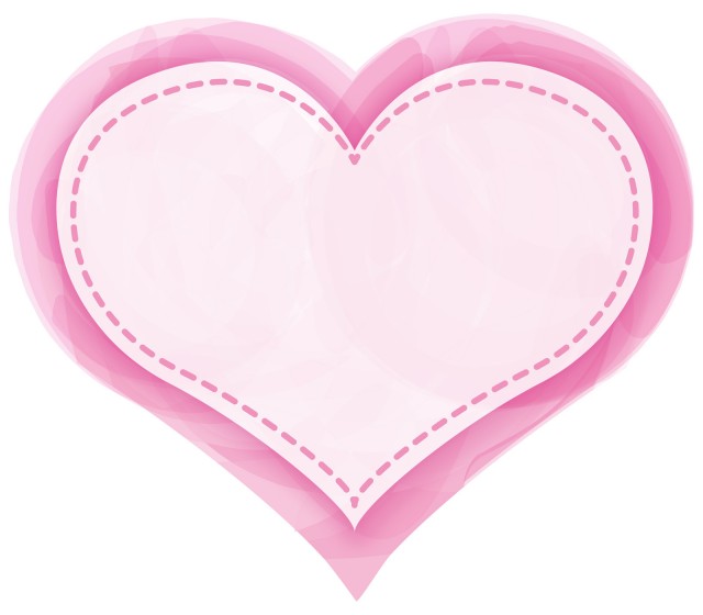 ピンク色水彩画点線刺繡入りハートマークアイコンフレーム飾り枠無料イラストフリー素材 無料イラスト素材 素材ラボ