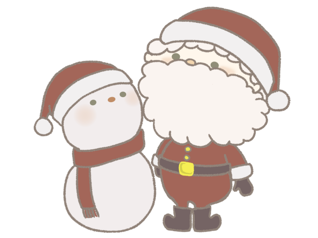 クリスマス 上を見上げるサンタさんと雪だるまのイラスト 無料イラスト素材 素材ラボ