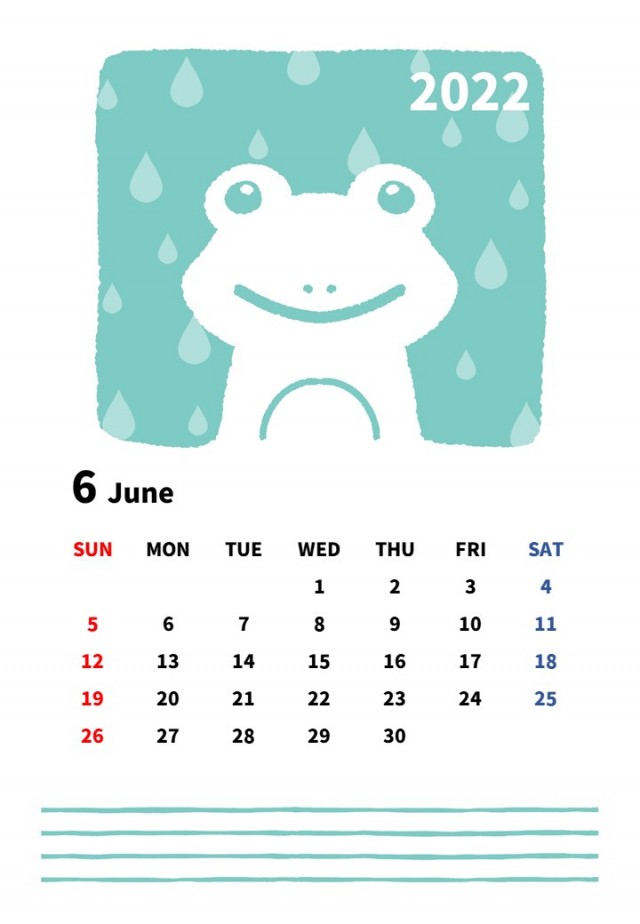 22年 ６月 かわいいアニマルカレンダー 無料イラスト素材 素材ラボ