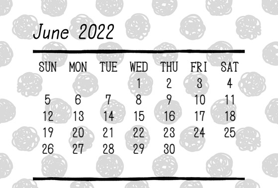 22年 ６月 おしゃれなドット柄カレンダー 無料イラスト素材 素材ラボ