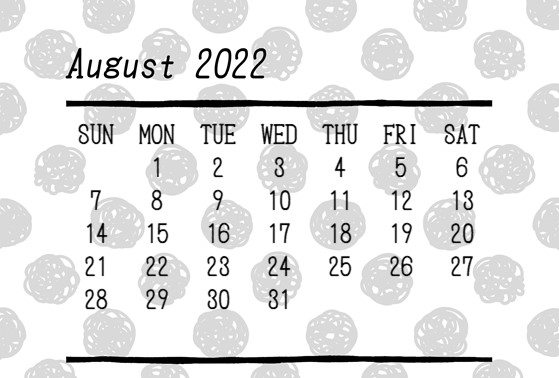 22年 ８月 おしゃれなドット柄カレンダー 無料イラスト素材 素材ラボ