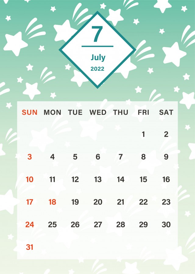季節のイラストの背景 月間カレンダー 22年 7月 無料イラスト素材 素材ラボ