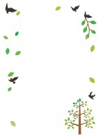 鳥と木のフレーム…