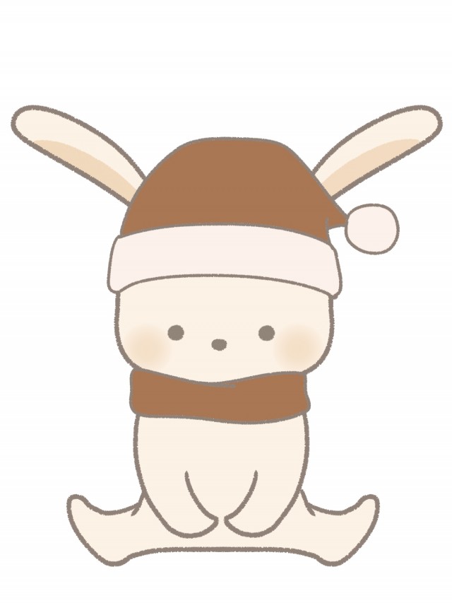 冬　マフラーと帽子をしたウサギのイラスト